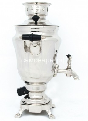 Электрический самовар из латуни никелированный на 1,5 литра форма "Тюльпан" с защитой от выкипания в Ханты-Мансийске - hanty-mansiysk.mebel-74.com | фото