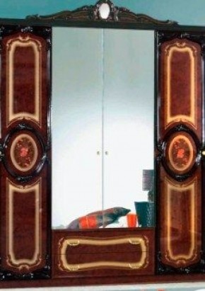 Шкаф 4-х дверный с зеркалами (01.144) Роза (могано) в Ханты-Мансийске - hanty-mansiysk.mebel-74.com | фото